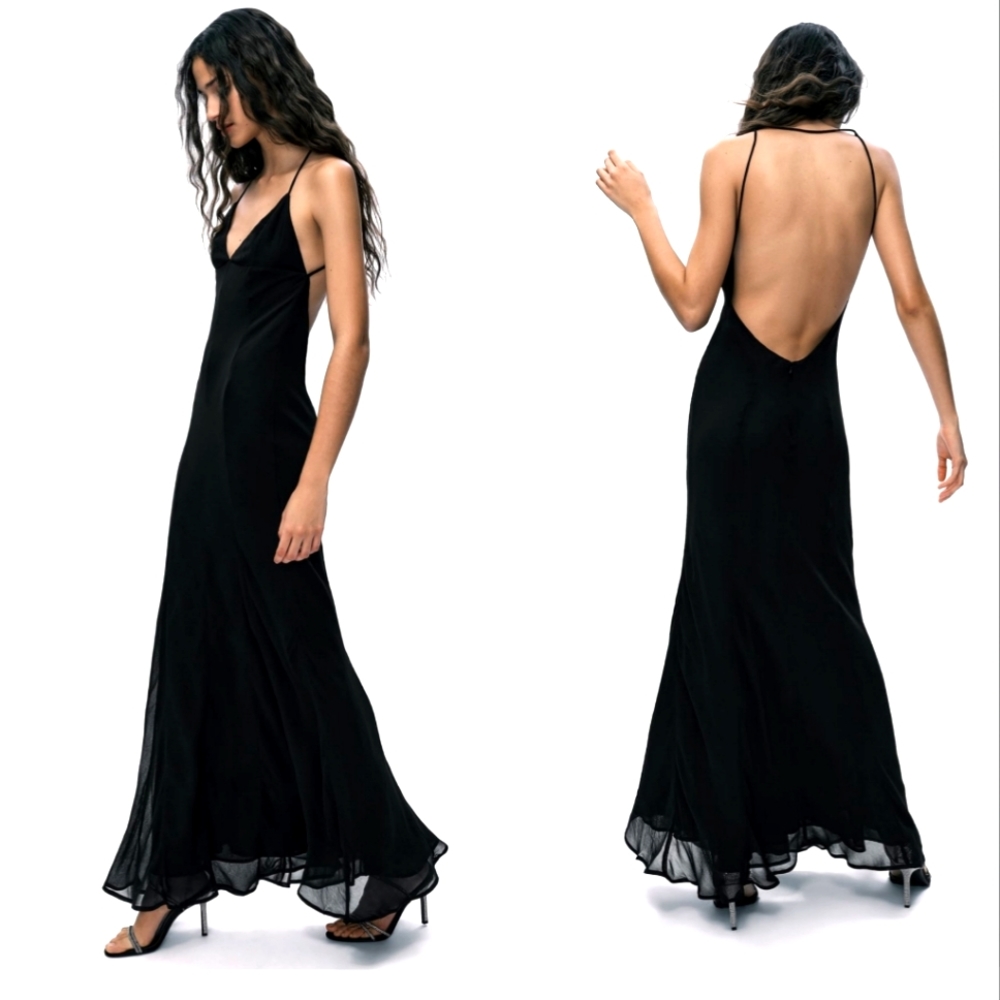Zara Strappy Gauze Dress * Gown Maxi